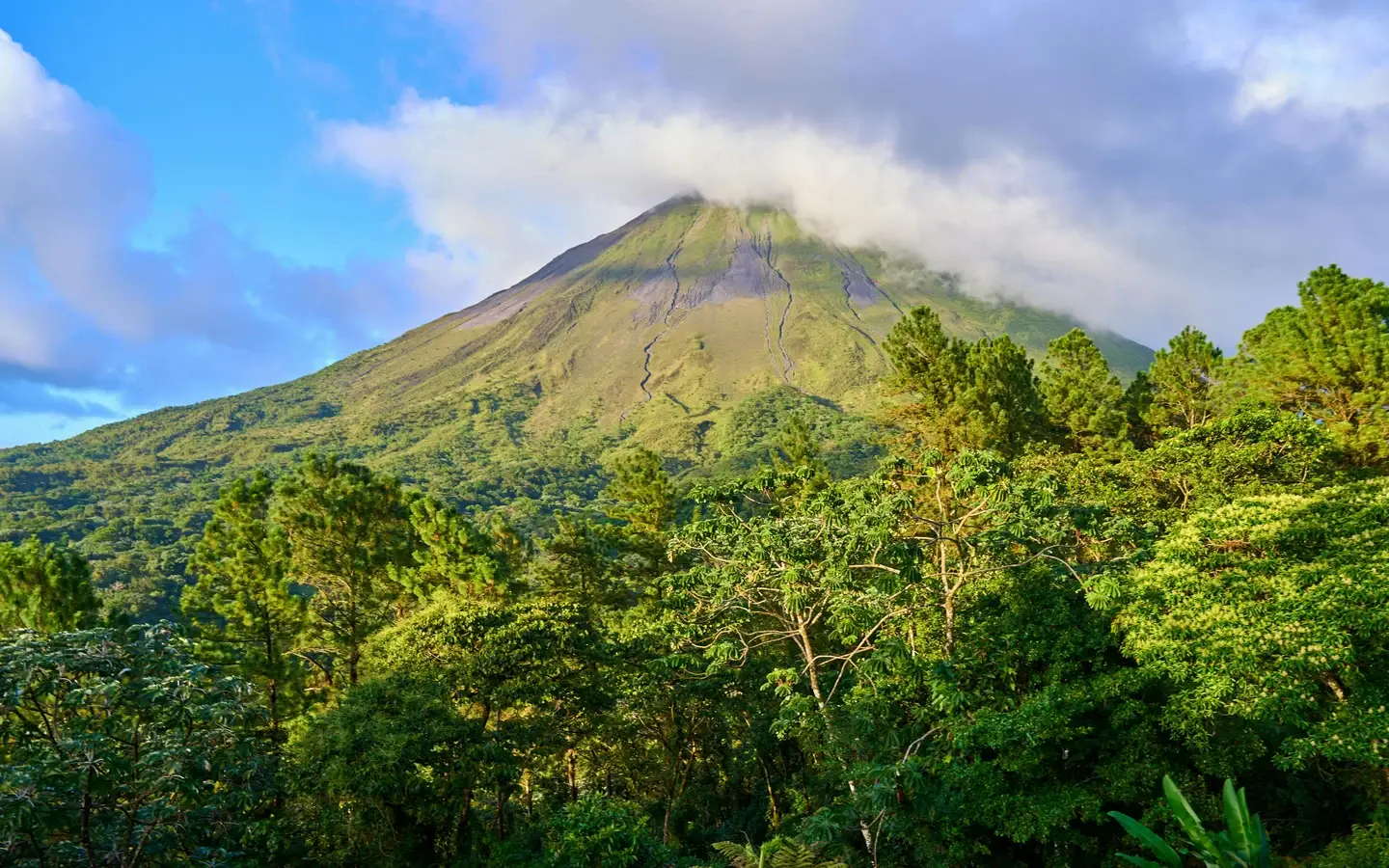 Arenal Volcano rising above lush rainforest, Costa Rica
