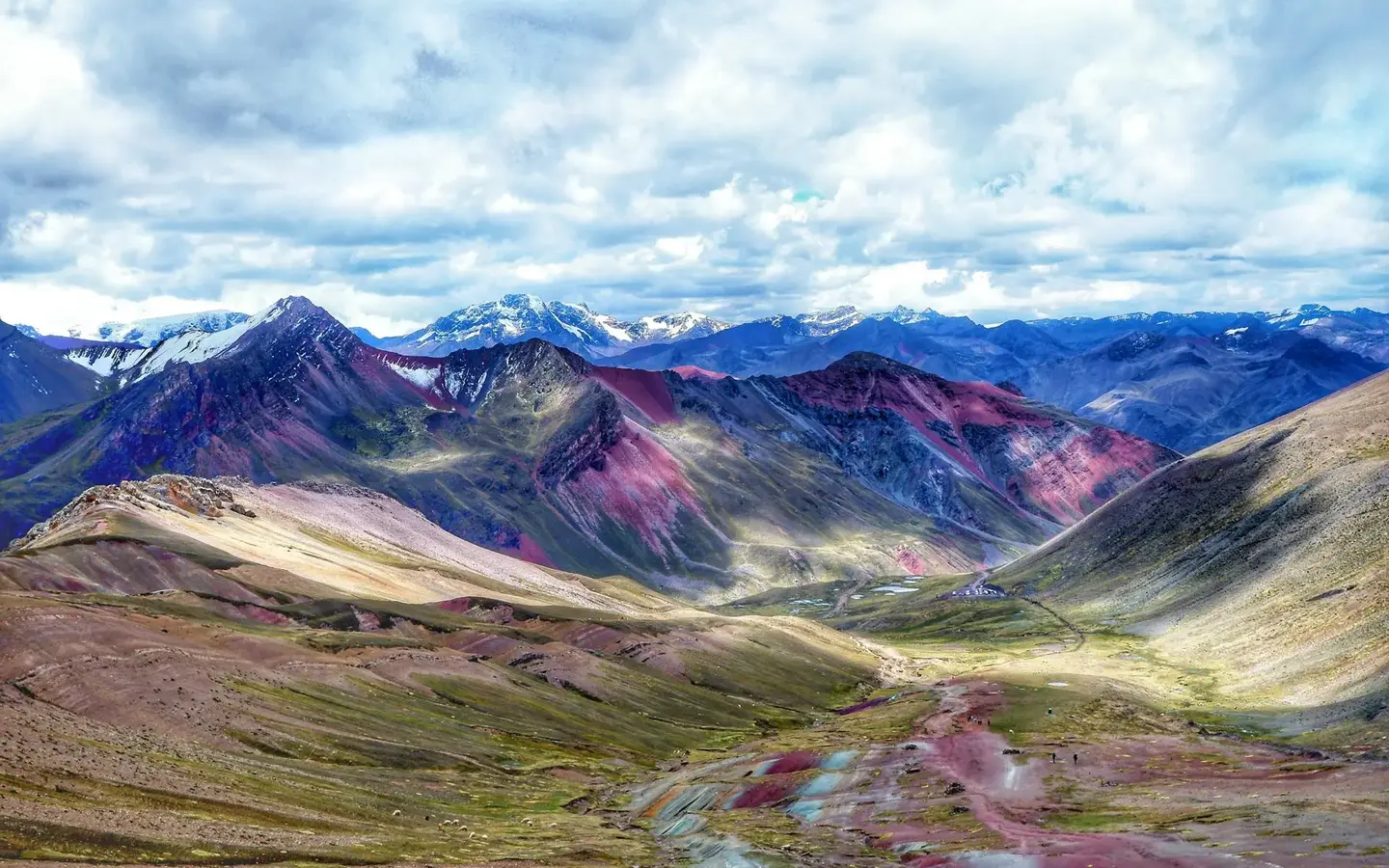 Rainbow Mountain Vinicunca with colourful mineral striations in the Peruvian Andes